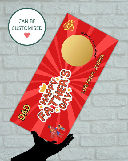 Personalised Father's Day Superhero Scratch Card | Custom Surprise Gift Voucher for Dad