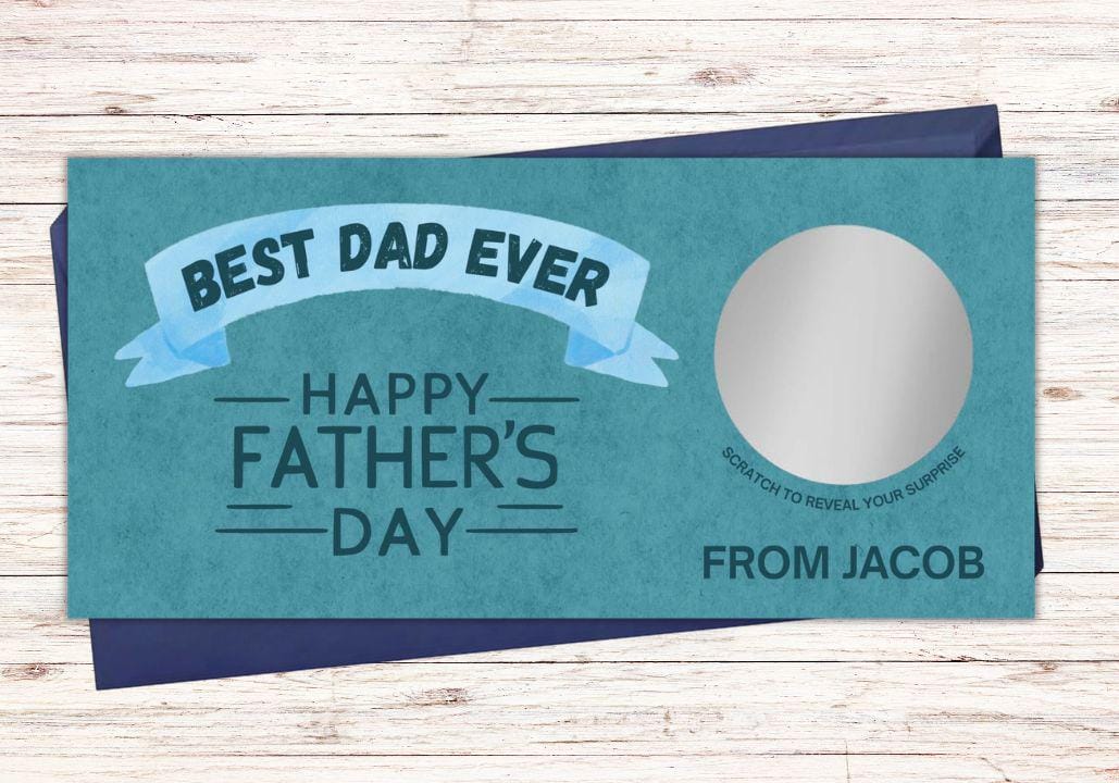 Personalised Father's Day Scratch Voucher – Custom Message Reveal Card